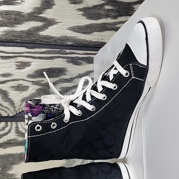 Coach Bonney Logo Butterfly Interior High Top Black Sneakers - Women's Size 8.5B - Picture 10 of 12